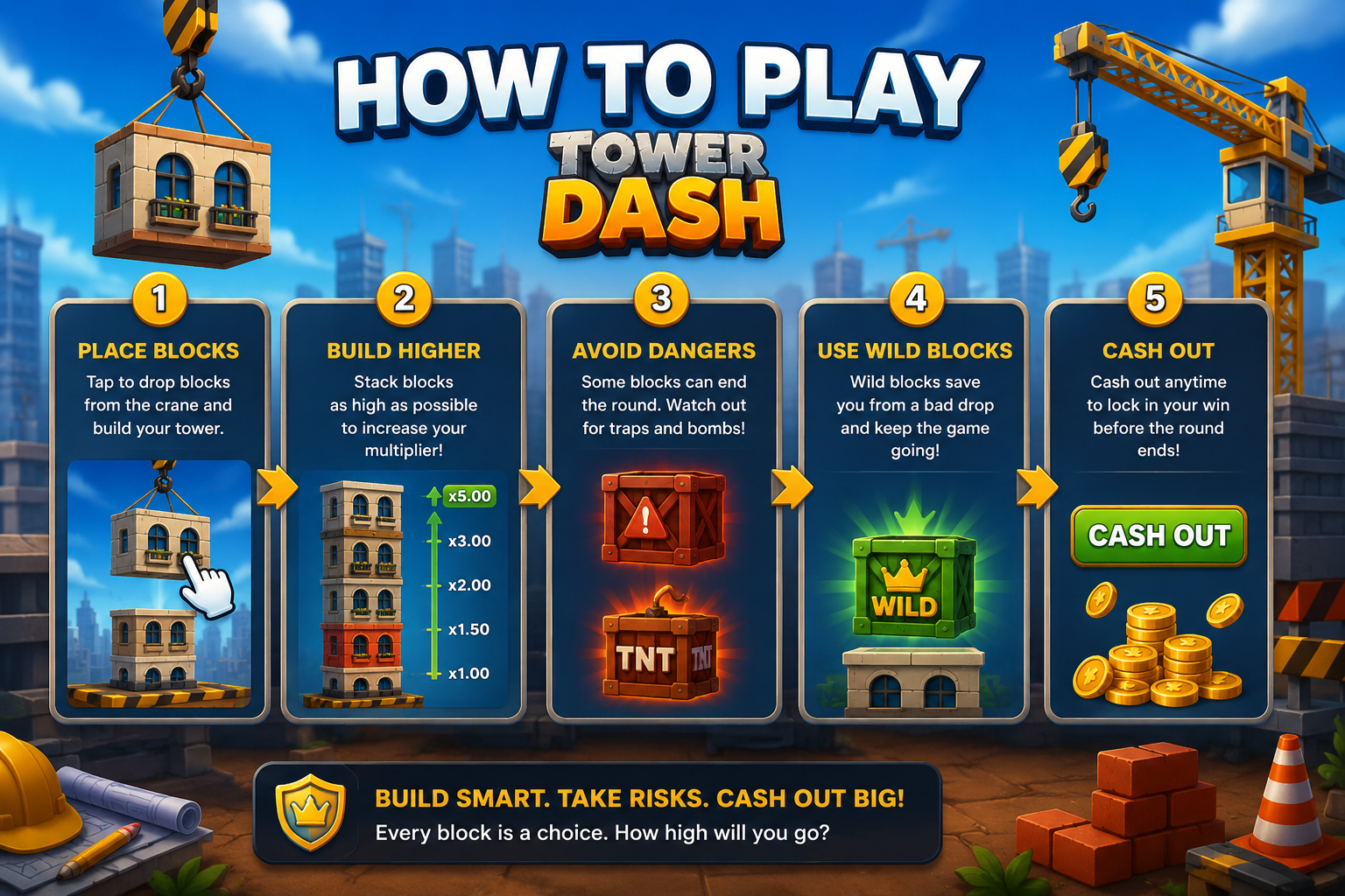 Como jugar a Tower Dash - fijar una apuesta, pulsar Drop y despues retirar
